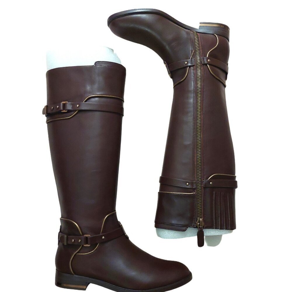 BCBGMAXAZARIA Brown Calf Leather Riding Boots Retail $398 Size 6